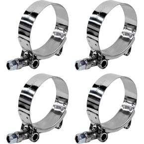 4PCS 1.75" T-Bolt Hose Clamp, Stainless Steel Tube Clamp with 51mm-57mm ID Range, Heavy-Duty Adjustable T-Bolt Turbo Intake Clamp for 1.75" Hose ID, Radiator Hose Clamp