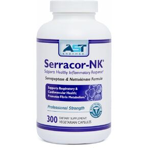 Serracor-NK – 300 Vegetarian Capsules – Circulatory and Respiratory Support – Natural Systemic Enzymes Formula – Contains Acid-Resistant Serrapeptase & Acid-Resistant Nattokinase
