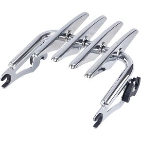 Detachable Two Up Stealth Luggage Rack Mounting Fit Harley Touring Electra Glide Road King Street Glide Road Glide 2009-2024 (Chrome)