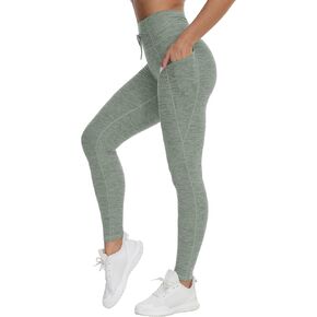 التنين FIT Womens High Weist Percyout Leggings الرباط السطحي السيطرة على السراويل اليوغا مع جيوب