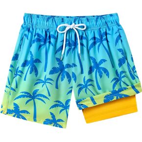 Boys Bathing Suits Anti-Chafe Boys Swim Trunks with Compression Liner Boy Swim Shorts Quick Dry Youth Swimsuit Size 8-16