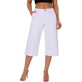 roswear Capri Jeans for Women Wide Leg Stretchy High Waisted Loose Denim Pants