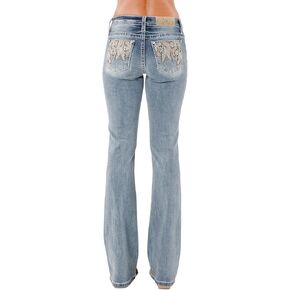Miss Me Women's Sariya Floral Embellished Pockets Mid-Rise Bootcut Jeans
