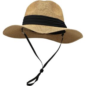Kids-Straw-Hat Floppy-Girls-Beach-Hat Wide-Brim-Sun-Hat Foldable Summer Panama Beach Hat… (as1, Age, 5_Years, 9_Years, Khaki)