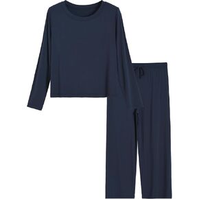 Latuza Women's Petite 2 قطعة PJ Lounge Set Petite Length أعلى سروال الساق على نطاق واسع