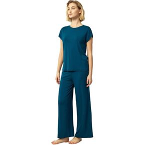 Soft Bamboo Viscose Sleepwear for Women Short Sleeve 2 Piece Pajama Sets