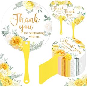 50pcs Boho Wedding Hand Plastic Compans Handheld Wedding Favors Fans للضيوف بشكل كبير ، شكرًا لك على الاحتفال بمروحة بلاستيكية بوهيمية مع مقبض لحفل الزفاف دش الزفاف (Boho Floral)