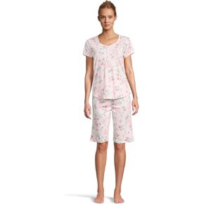 Karen Neuburger Womens Novelty Print Short Sleeve Bermuda Set