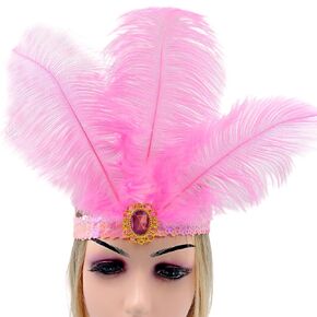 الرأس الترتر النسائي ، 2pcs ريشة غطاء الرأس Mardi Gras الملحقات 1920s Flapper Fashion Fashions for Women (Pink ، Medium)