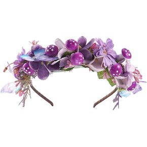 Fantasy Flower Butterfly Mushroom Crown - Renfaire Fairy Headband Elf Woodland Headpiece for Renaissance Halloween