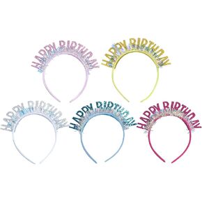 Totelux Happy Birthday Headband Glitter Hair Bands 5 Color Sparkly Hair Accessories for Girls Birthday Party Supplies in Saudi Arabia