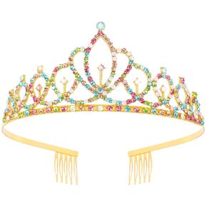 Crown Tiaras for Girls & Women - Silver Crystal Princess Crown for Birthday Cake Topper ، وملحقات باقة الزهور ، وأزياء عيد الهالوين ، وحفلان ، ومسابقة ، وأحداث الزفاف