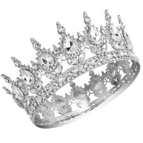 Aprince Baroque Crystal Queen Crown for Women Princess Crowts and Tiaras for Little Girls Elf Crown for Flower Bouquet Beadband for Bride Hair Assories Wedding Crown Bride Tiaras