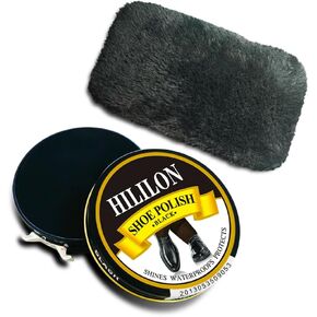 Black Shoe Polish 1.75oz 50ml Premium Leather Boot Polish, High-Gloss Finish, UV Protection, Includes Soft Wool Cloth for Effortless Shoe Care