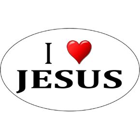 Rogue River Tactical I Love Jesus Sticker Religious Christian Car Decal Bumper Oval