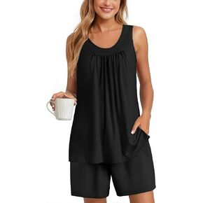 Ekouaer Womensless Pajamas مجموعة القطن PJ مجموعات Tank Top و Shorts Sleepwear Summer 2 قطعة صالة S-XXL