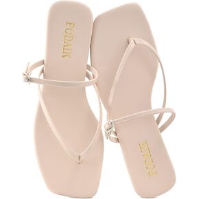 Flip للسيدات يتخبط الصنادل المسطحة للنساء Summer Beach Thong Fashion Square Toe على الشرائح