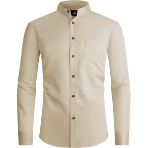SWISSWELL Mandarin Collar Dress Shirt for Men Clergy Shirt Collarless Button Down Business Casual Shirts