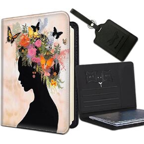 Passport Holder Women Wallet with Luggage Tag, Leather Passport Cover with RFID Blocking, Travel Accessories Multi Card Slot Passport Case for Men，African American Black Girl Quotes