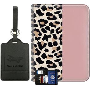 Passport Holder With Luggage Tag Set, Passport Cover With RFID Blocking, Multi-slot Passport Wallet, Waterproof Leather Travel Document Holder for Women Men, African American Woman Queen Butterfly