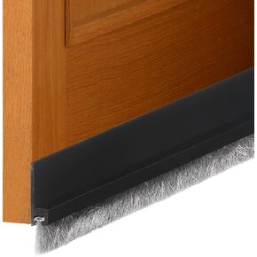 uxcell door sweep لأسفل الباب ، سدادة الباب 1.2 "× 40" مع تجريد الطقس بالفرشاة مع لاصق ذاتي للأبواب الخارجية والداخلية ضوضاء حرارة باردة ، أسود ، أسود
