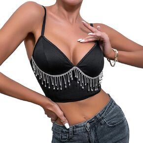Women's Cami Corset Top Spaghetti Straps Sexy Backless Club Party Bustier Top Y2k Going Out Tops