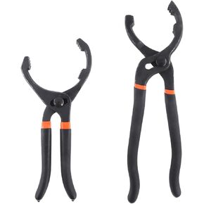 Swpeet 2Pcs Universal 10" and 12" Large Adjustable Oil Filter Pliers Hand Removal Oil Filters Too with Long Handle Grip for Diameters 2" to 4-1/2" Drive Removing Motorcycles Cars Trucks