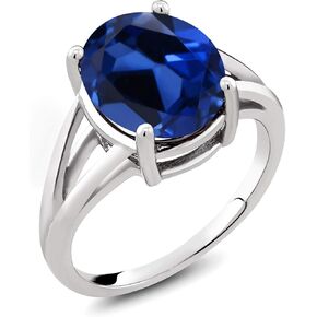 Gem Stone King 3.00-7.00 Cttw Gemstone Birthstone Solitaire Ring | 925 Sterling Silver | Oval 12X10MM | Wedding Engagement Anniversary Promise Ring For Women | Available In Size 5,6,7,8,9