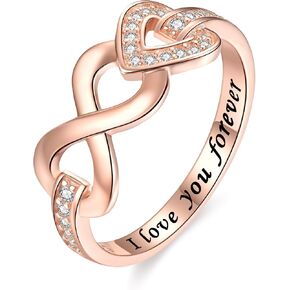 925 Sterling Silver Infinity Heart Promise Rings Wedding Bands Rings for Women