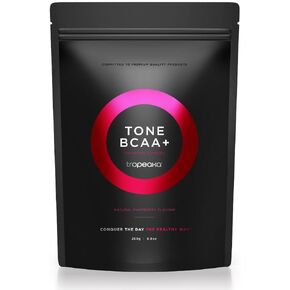 Tropeaka Tone BCAA+ Powder - BCAA قبل التمرين مسحوق الطاقة لنمو العضلات ، والانتعاش والتحمل ، وترطيب الشفاء بعد التمرين ، والنباتية ، غير المعدلة وراثيا - 8.8oz (16.5 حصص)