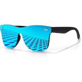 Linvo Trendy Polared Servered Sunglasses Men Womens ، مسطحة قطعة واحدة عاكسة لقيادة صيد الأسماك UV400 الحماية