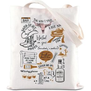 Kuiyai Western Singer مستوحى من Tote Bag Bag Country Music Lover Bag الجديد الألبوم الهدايا الحفل الموسيقي الهدية Bullhead للمعجبين