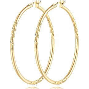 AL & Tiffy 14K Gold Hoop أقراط كبيرة من الأطواق الذهبية الحركية للأطواق النسائية التي تصمم على شكل أوراق أقراط كبيرة على شكل ورقة 50 مم