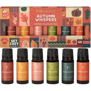 Folkulture Fall Essential Oils for Diffuser Oil, Essential Oils Set of 6 x 0.34 fl oz, 60 ml Fragrance Oil, Diffuser Oils Scents for Home, Fall Fragrance Oils - Pumpkin Spice, Caramel, Vanilla in Saudi Arabia