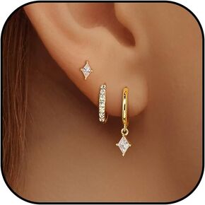 Gold Hoop Earrings For Women,14k gold Plated trendy small lightweight chunky gold/silver hoops earrings set dainty non tarnish waterproof gold/silver earrings pack stack for women in Kuwait