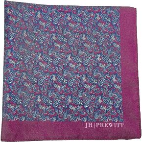 Jaret Hall Prewitt Men’s Pocket Square - The Sleek Salutary - 100% Italian Silk, Handkerchief, New