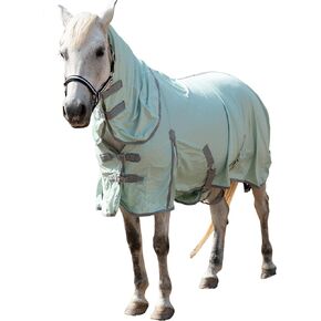 ملاءة ذبابة الحصان مع غطاء رقبة قابل للفصل وغطاء للبطن، ملاءة ذبابة قابلة للتعديل للأحصنة، شبكة تدفق هواء الخيول، ملاءة صيفية بيضاء 81 in Kuwait