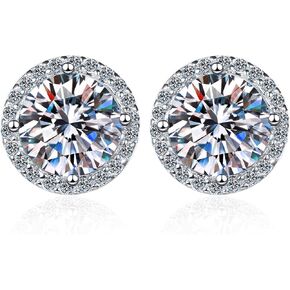 أقراط مسمار الماس الخالدة - أقراط قرص مستديرة 1 قيراط - قطع مستديرة ، VVS1 ، D -Color Diamond