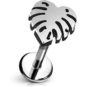 Monstera Leaf Flat Back Stud – Single Titanium Earring, Push Pin Design for Sensitive Ears — (Single Earring)