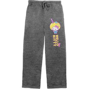 Hello Kitty with Boba Tea Women Graphite Gray Drawstring Sleep Pajama Pants