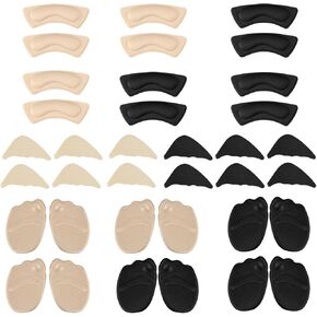 18 Pairs Heel Cushions & Toe Inserts for Women's Shoes - Anti-Slip Shoe Grips Pads, Comfort Fillers for Big Shoes, Heel Protectors