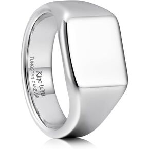 King Will Men's Gunmetal/Black Tungsten Signet Rings Thumb Pinky Biker Band Ring For Men High Polished Plain Wedding Statement Ring Comfort Fit Size 7-12
