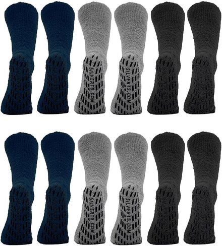 Silverts Men’s and Women’s Diabetic Gripper Non Skid Hospital Slipper Socks for Seniors - Clothing for Elderly - 6 Pack in Saudi Arabia