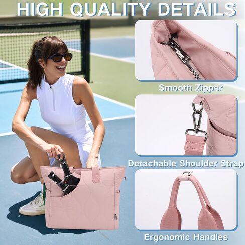 VASCHY Pickleball Tote Bags For Women With Fence Hook, Quilted Puffer Pickleball Paddle Holder Case Gym/Sports Tote in Saudi Arabia