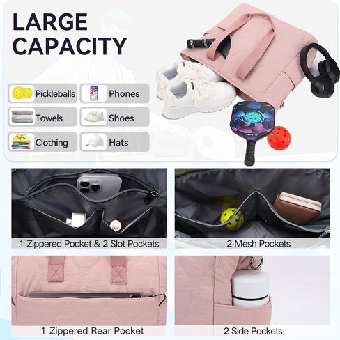 VASCHY Pickleball Tote Bags For Women With Fence Hook, Quilted Puffer Pickleball Paddle Holder Case Gym/Sports Tote in Saudi Arabia