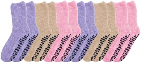 Silverts Men’s and Women’s Diabetic Gripper Non Skid Hospital Slipper Socks for Seniors - Clothing for Elderly - 6 Pack in Saudi Arabia