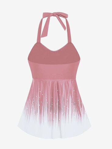 ROSE GAL Womens Plus Size Halter Backless Empire Waist Modest Boyshorts Tankini Swimsuit Set in Saudi Arabia