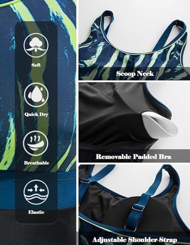 Hanna Nikole Women Plus Size Two Piece Swimsuits Swimdress Sport Flowy Tummy Control Bathing Suit Color Block with Boyshorts in Saudi Arabia