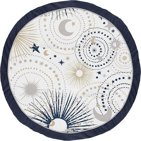 Sweet Jojo Designs Moon and Star Boy or Girl Baby Playmat Tummy Time Infant Play Mat - Navy Blue and Gold Watercolor Celestial Sky Gender Neutral Outer Space Galaxy in Saudi Arabia