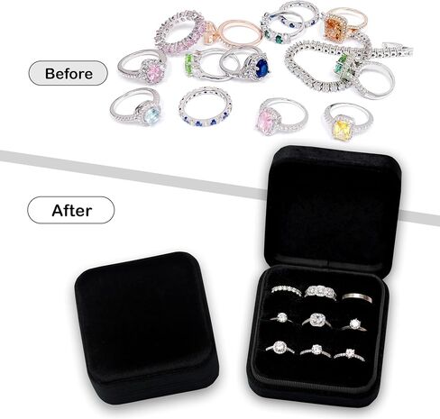 BLUTETE Velvet Jewelry Box Organizer | Ring Holder Case | Jewelry Small Travel Jewelry Storage | Portable Ring Earring Tray Organizer (Emerald Green) in Kuwait
